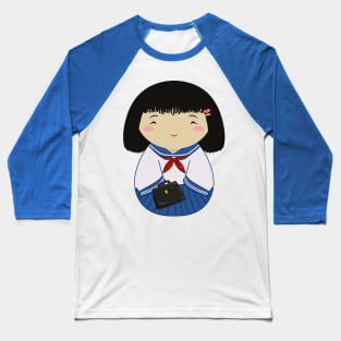 Kokeshi School Girl Baseball T-Shirt